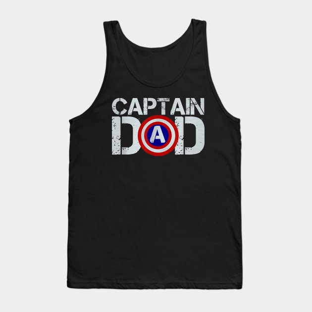 Mens Christmas Gift For Dad Birthday Captain Dad Superhero T shirt Tank Top by Tisine